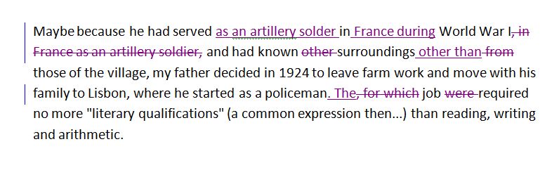 Saramago - tracked changes